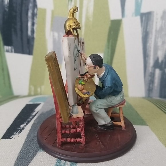 Norman Rockwell Triple Self-Portrait Figurine 1999 90's Grossman Creations - Picture 4 of 15